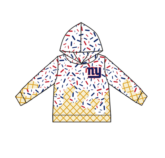 (Custom Design Preorder MOQ 5) Team's ny Sprinkles Print Kids Long Sleeve Hoodie Top