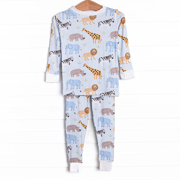 (Custom Design Preorder MOQ 5) Animals Print Boys Fall Pajamas Clothes Set