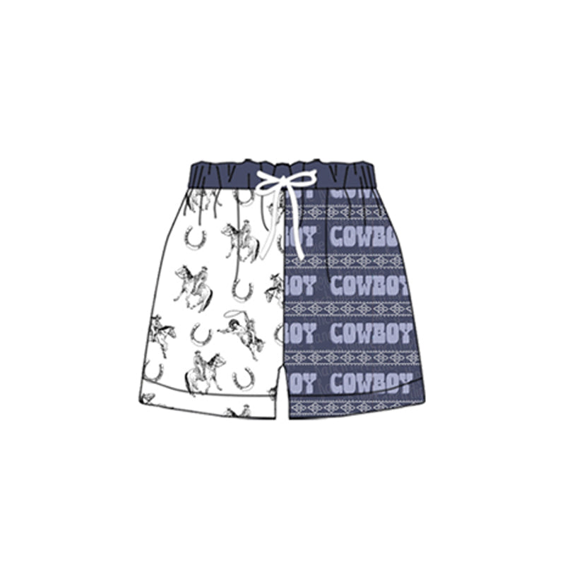 (Custom Design Preorder MOQ 5) Cowboy Print Kids Western Bottom Shorts