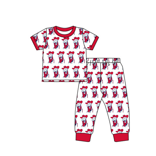 (Custom Design Preorder MOQ 5) Football Team's Ole Red Print Kids Pajamas Clothes Set