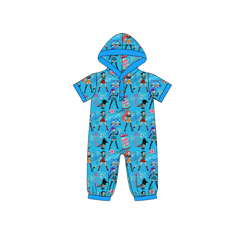 (Custom Design Preorder MOQ 5 Each Design) Cartoon Demon Movie Stars Blue Print Boys Hoodie Matching Clothes Brothers Wear