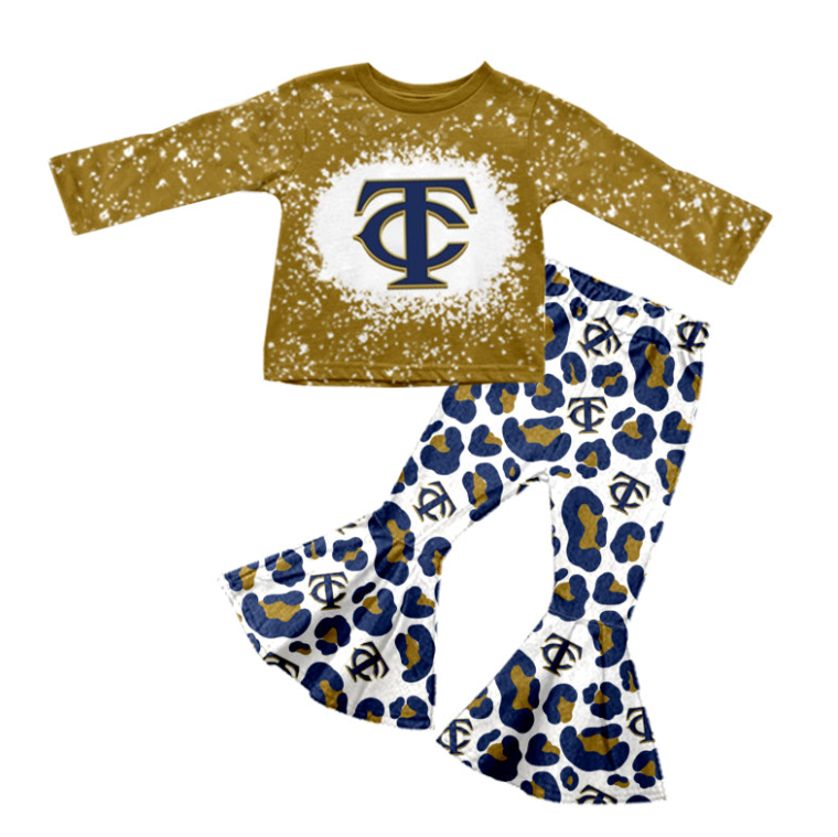 (Custom Design Preorder MOQ 5) Team's TC Print Girls Bell Pants Clothes Set