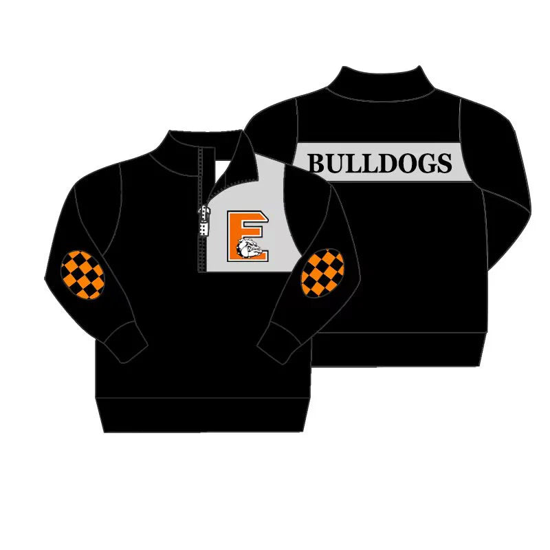 (Custom Design Preorder MOQ 5) Team's Bulldogs Print Boys Long Sleeve Zipper Buttons Tops