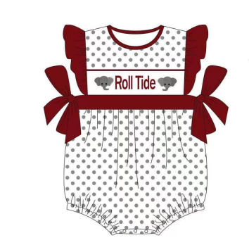 (Custom Design Preorder MOQ 5) Team's ALABAMA ROLL TIDE Print Baby Girls Summer Romper