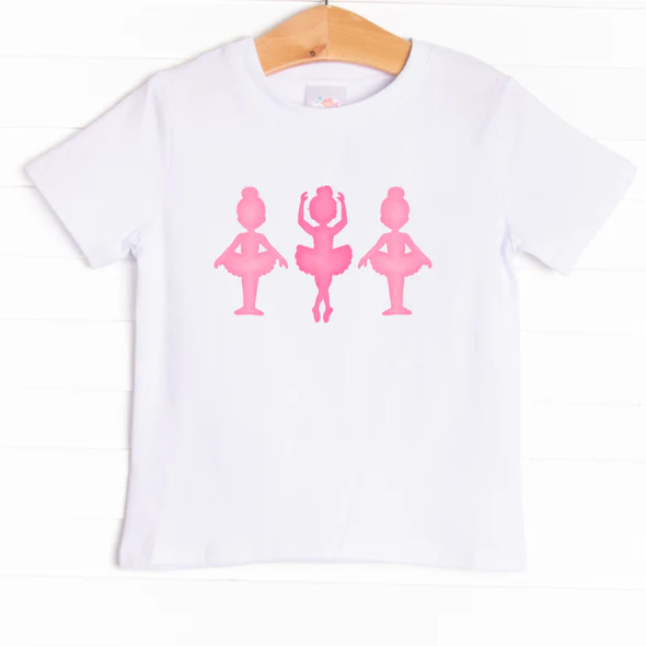 (Custom Design Preorder MOQ 5)  Dancing Girls White Print Girls Summer Tee Shirts Top