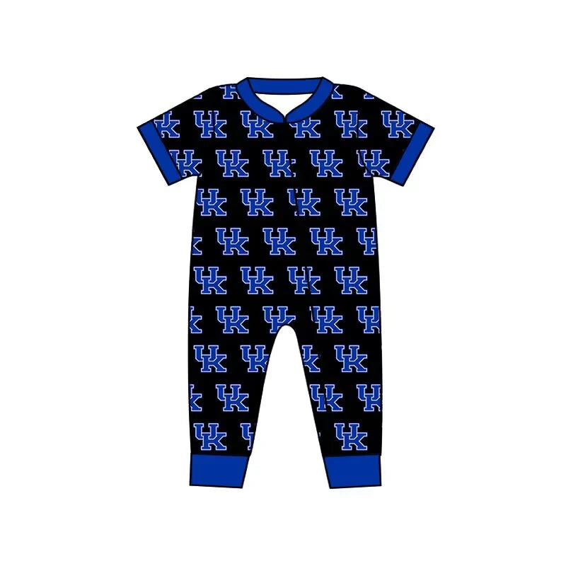 (Custom Design Preorder MOQ 5) Team's Kentucky UK Print Baby Boys Zipper Sleeper Romper