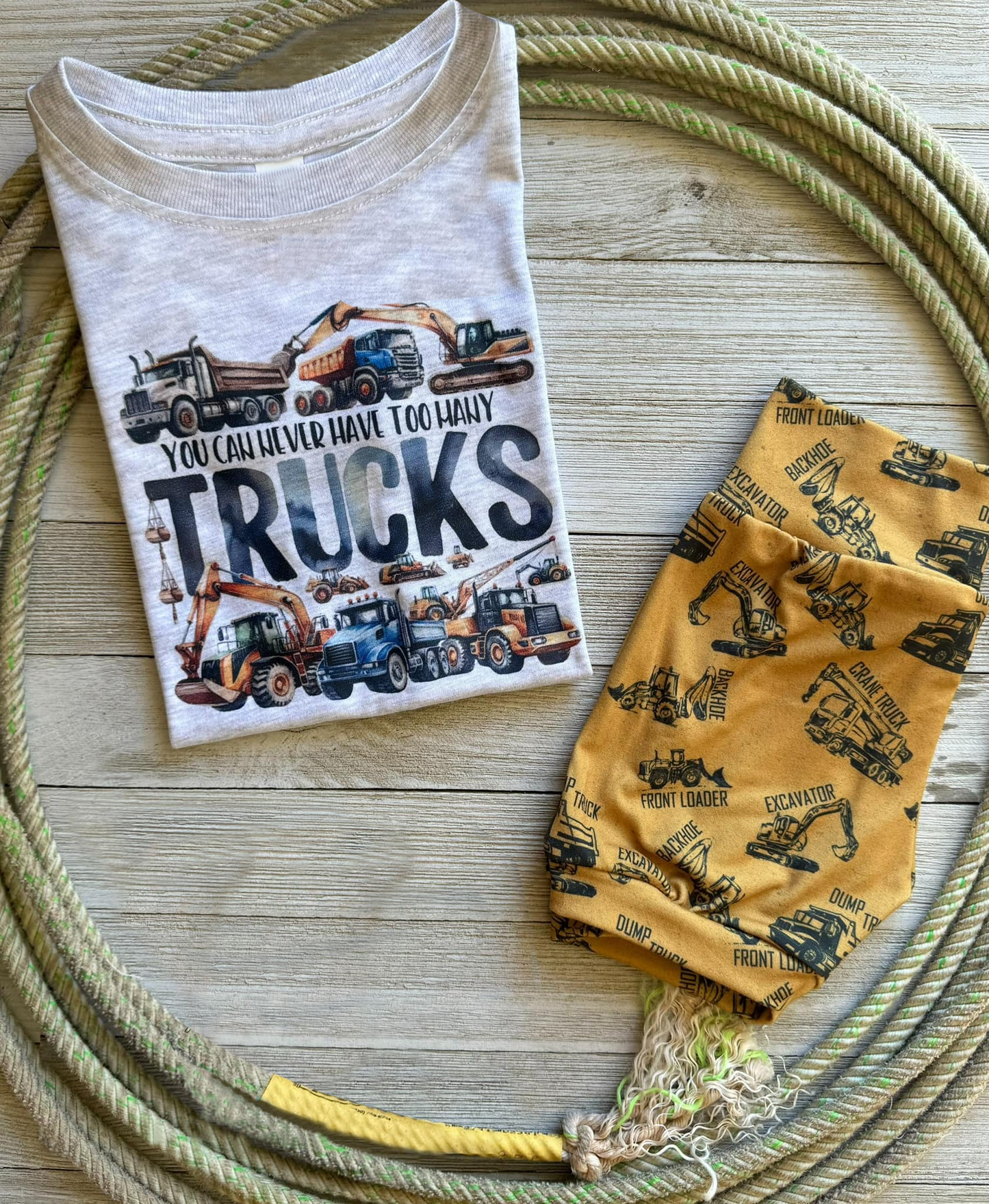 (Custom Design Preorder MOQ 5)  Trucks Print Boys Summer Clothes Set