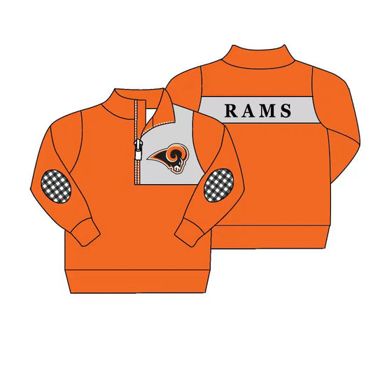 (Custom Design Preorder MOQ 5) Team's Rams Print Boys Long Sleeve Zipper Buttons Tops