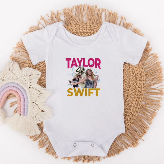 (Custom Design Preorder MOQ 5) Singer Print Baby Girls Summer Romper