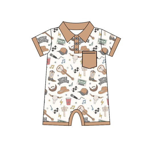 (Pre-order)SR2272  Better Together Western Print Baby Boys Summer Romper
