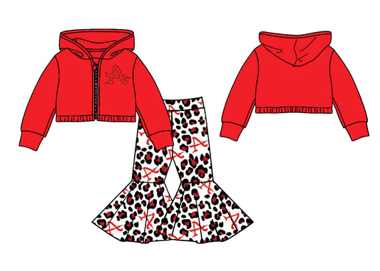 (Custom Design Preorder MOQ 5) Team's ALBIA Print Bell Pants Hoodie Jacket Top Girls Clothes Set