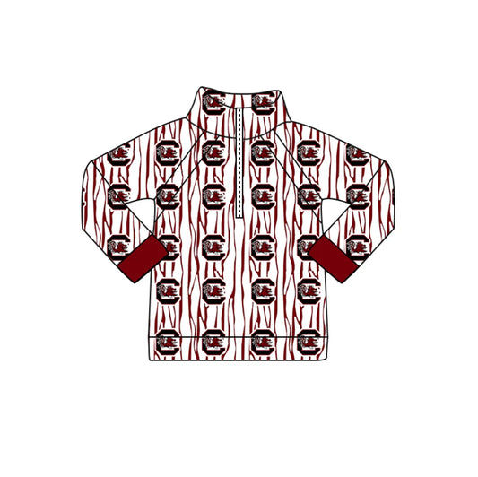 (Custom Design Preorder MOQ 5 Each Design) Team's Gamecock Print Pullover Zipper Top Mom and Me Matching Clothes