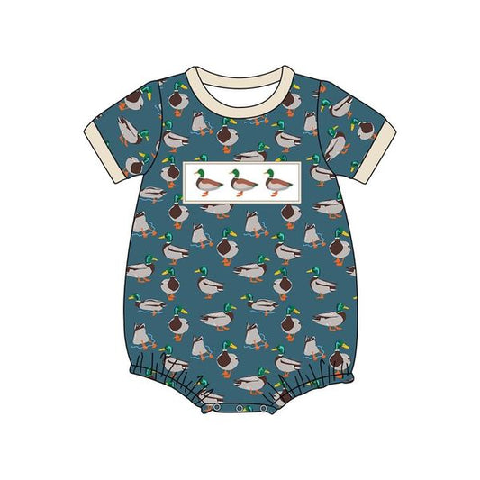 (Custom Design Preorder MOQ 5) Duck Print Baby Boys Summer Romper