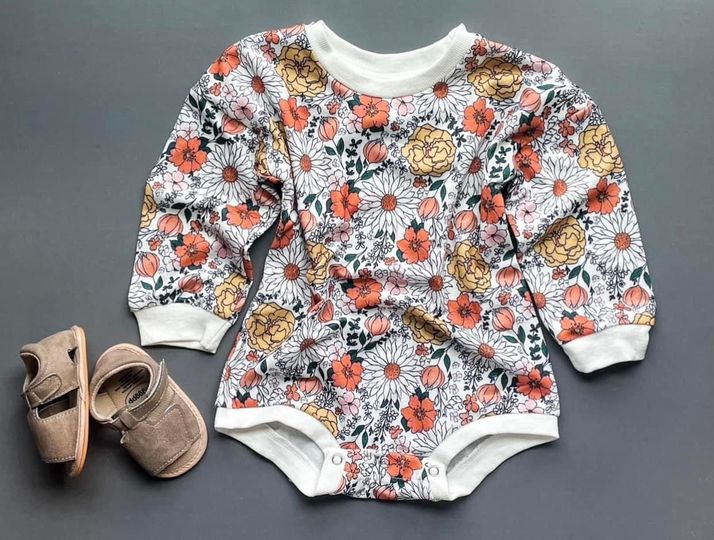 (Custom Design Preorder MOQ 5) Flowers Baby Girls Romper