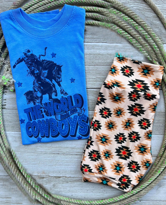 (Custom Design Preorder MOQ 5) The World Cowboys Aztec Shorts Boys Western Clothes Set