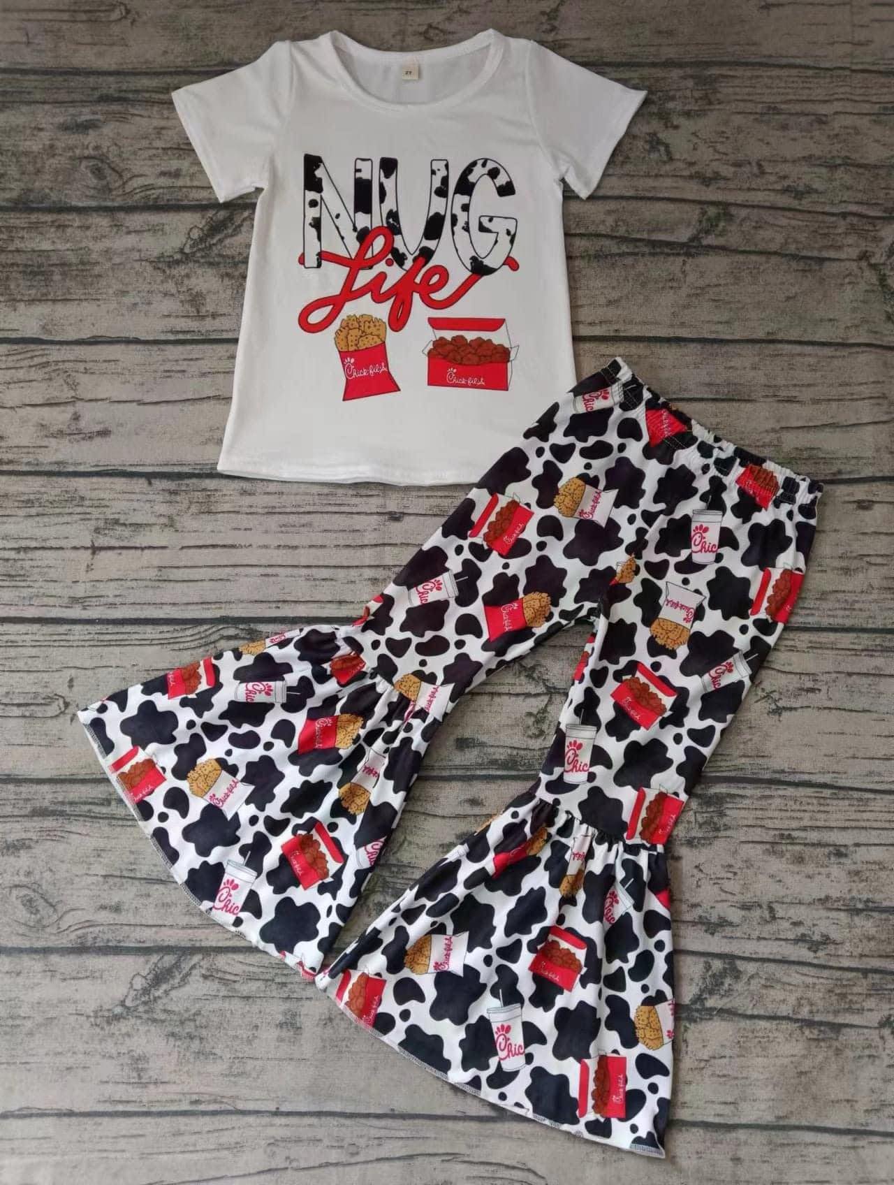 (Custom Design Preorder MOQ 5) NUG Life Fries Print Girls Clothes Set