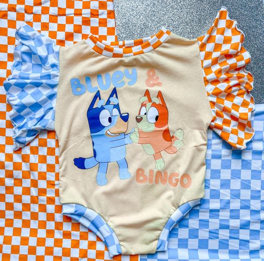(Custom Design Preorder MOQ 5) Cartoon Dog Print Baby Girls Summer Romper