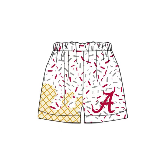 (Custom Design Preorder MOQ 5 Each Item) Team's ALABAMA Sprinkles Print Summer Bottom Shorts Mom and Me Matching Clothes