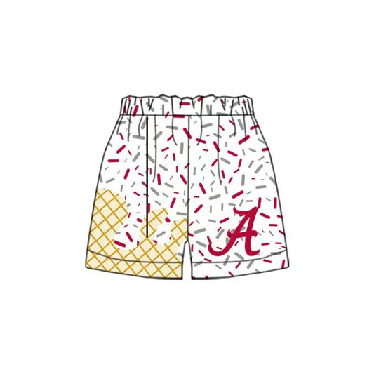 (Custom Design Preorder MOQ 5 Each Item) Team's ALABAMA Sprinkles Print Summer Bottom Shorts Mom and Me Matching Clothes