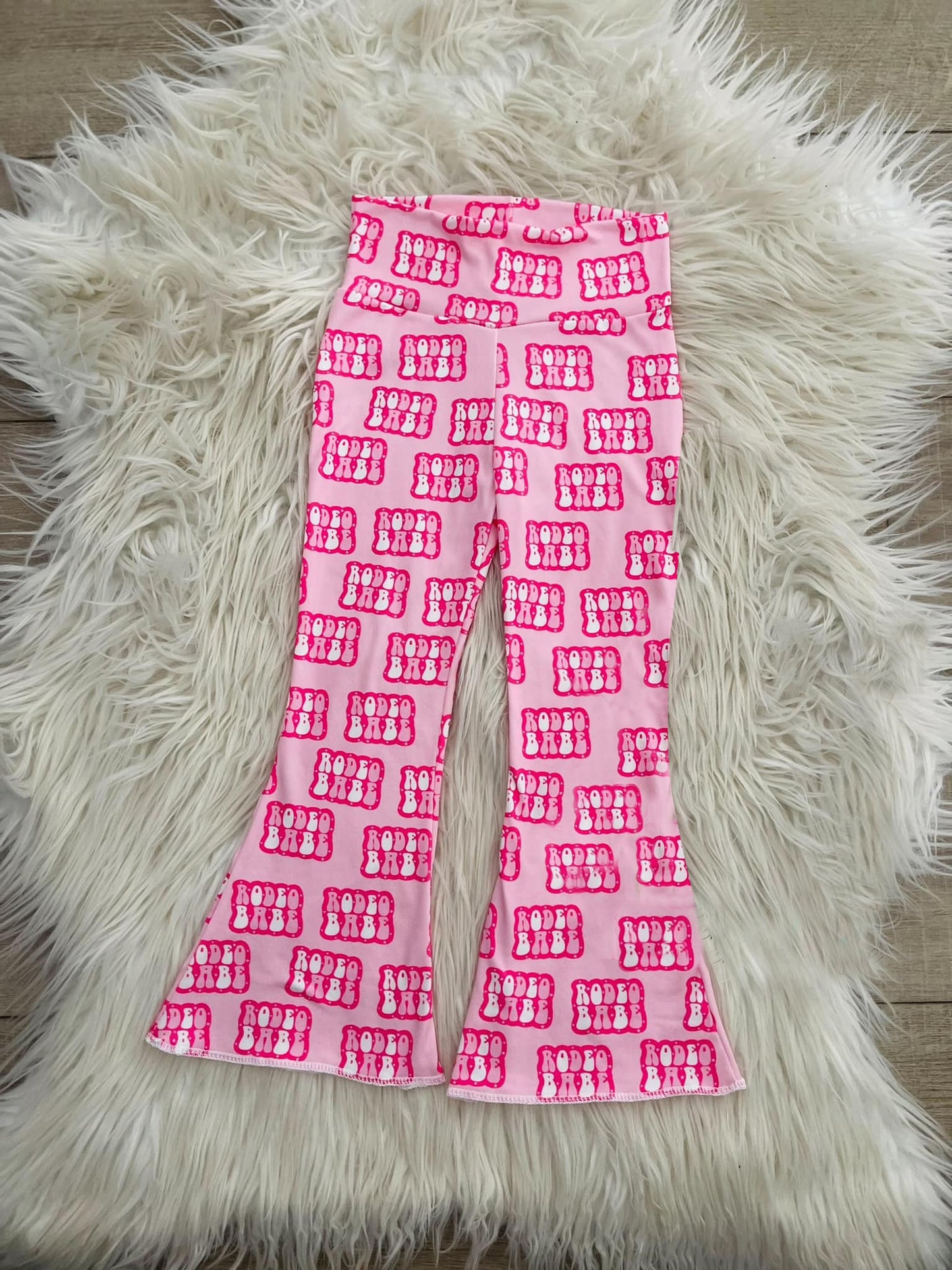 (Custom Design Preorder MOQ 5)  Pink Rodeo Babe Print Girls Western Pants