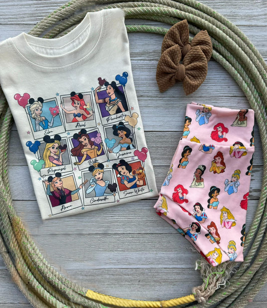 (Custom Design Preorder MOQ 5) Cartoon Princess Print Baby Girls Summer Bummie Set