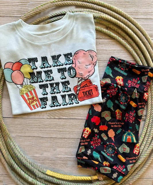 (Custom Design Preorder MOQ 5) Take Me To The Fair Print Kids Summer Clothes Set