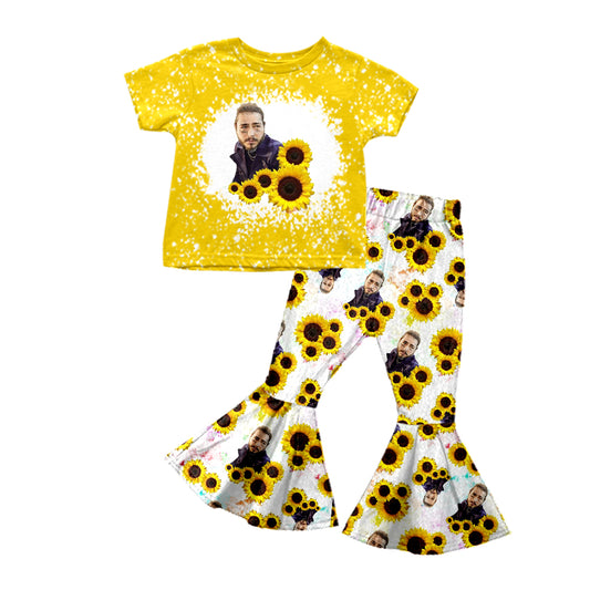 (Custom Design Preorder MOQ 5) Sunflowers Singer Print Girls Clothes Set