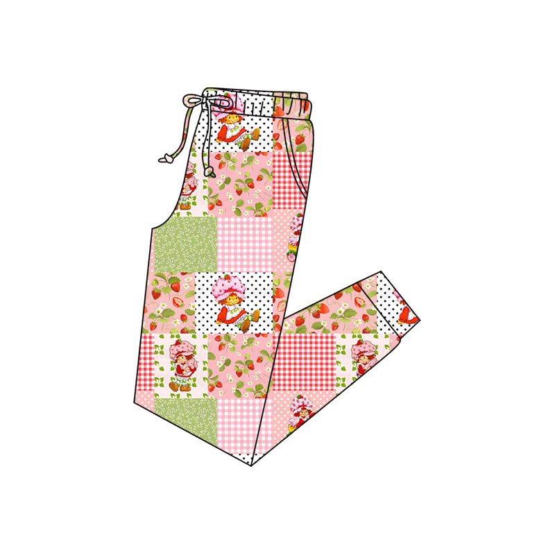 (Custom Design Preorder MOQ 5) Strawberry Pink Plaid Print Adult Pajamas Pants