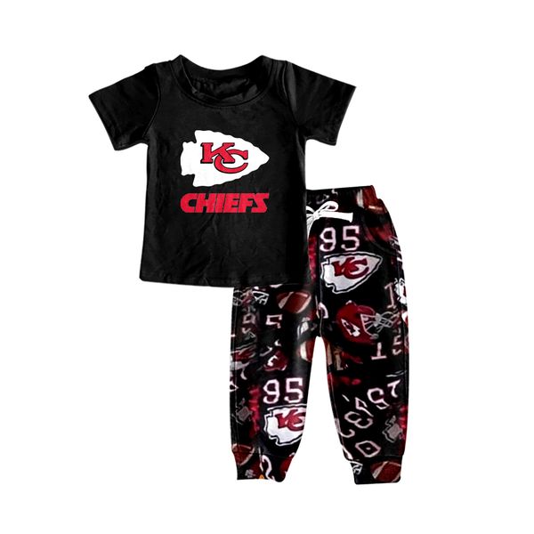 (Custom Design Preorder MOQ 5) Football Team's KC Print Kids Clothes Set