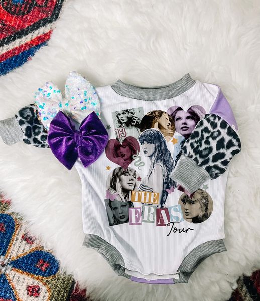 (Custom Design Preorder MOQ 5) Singer Swiftie Print Baby Girls Romper