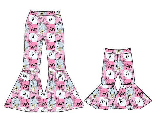 (Pre-order)P0461 Singer Swiftie Flowers Print Girls Bell Bottom Pants