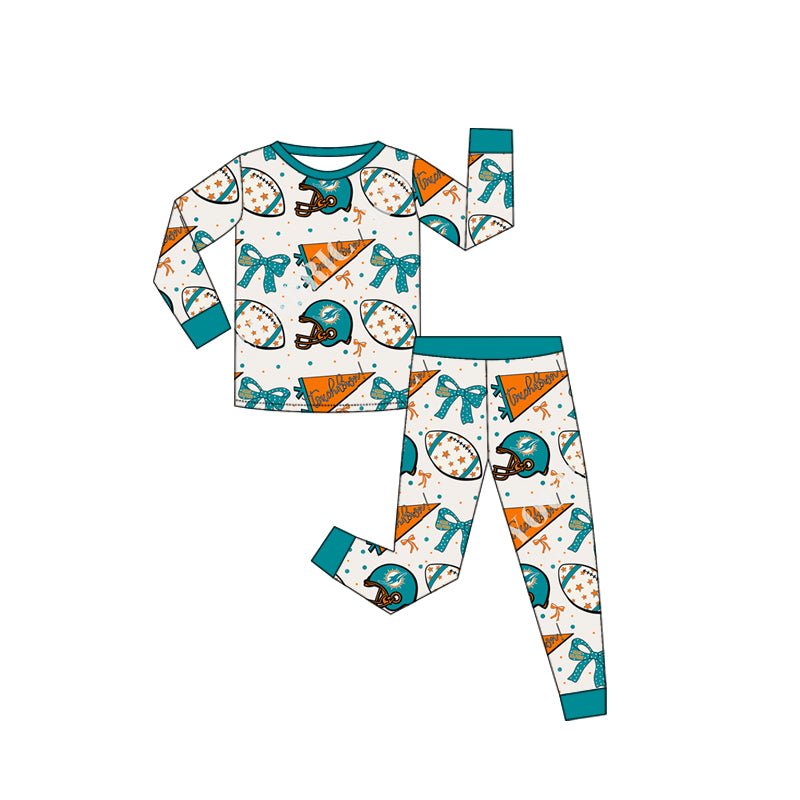 (Custom Design Preorder MOQ 20 Each Item)Team's Dolphins Print Family Bamboo Matching Clothes