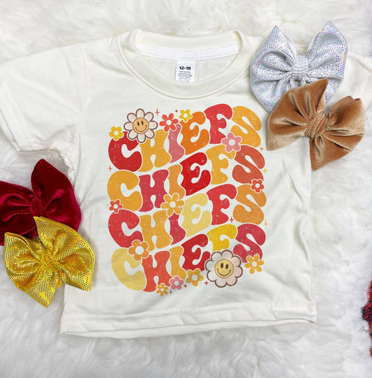 (Custom Design Preorder MOQ 5) Chiefs Flowers Print Girls Tee Shirts Top
