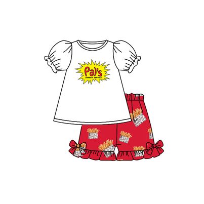 (Custom Design Preorder MOQ 5) Chips Print Girls Summer Clothes Set