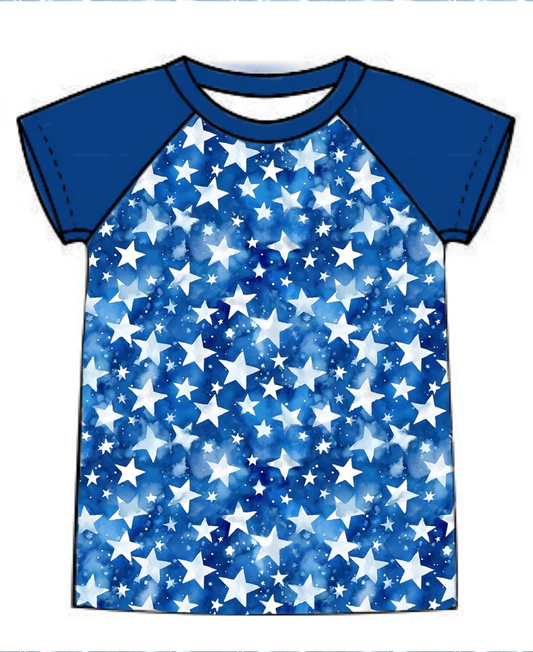 (Custom Design Preorder MOQ 5)  Stars Boys 4th of July Tee Shirts Top