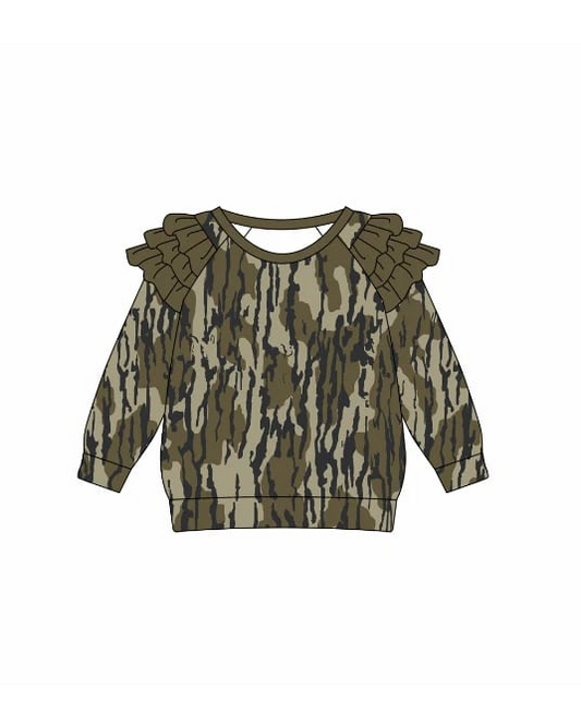 (Split Order Preorder) Deadline November 7  Camo Print Girls Ruffles Hunting Tee Shirts Top