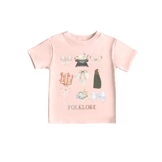 (Custom Design Preorder MOQ 5)  Singer Swiftie Folklore Girls Summer Tee Shirts Top