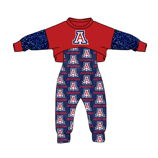 (Custom Design Preorder MOQ 5) Team's ARIZONA Print Jumpsuits Girls Fall Clothes Set