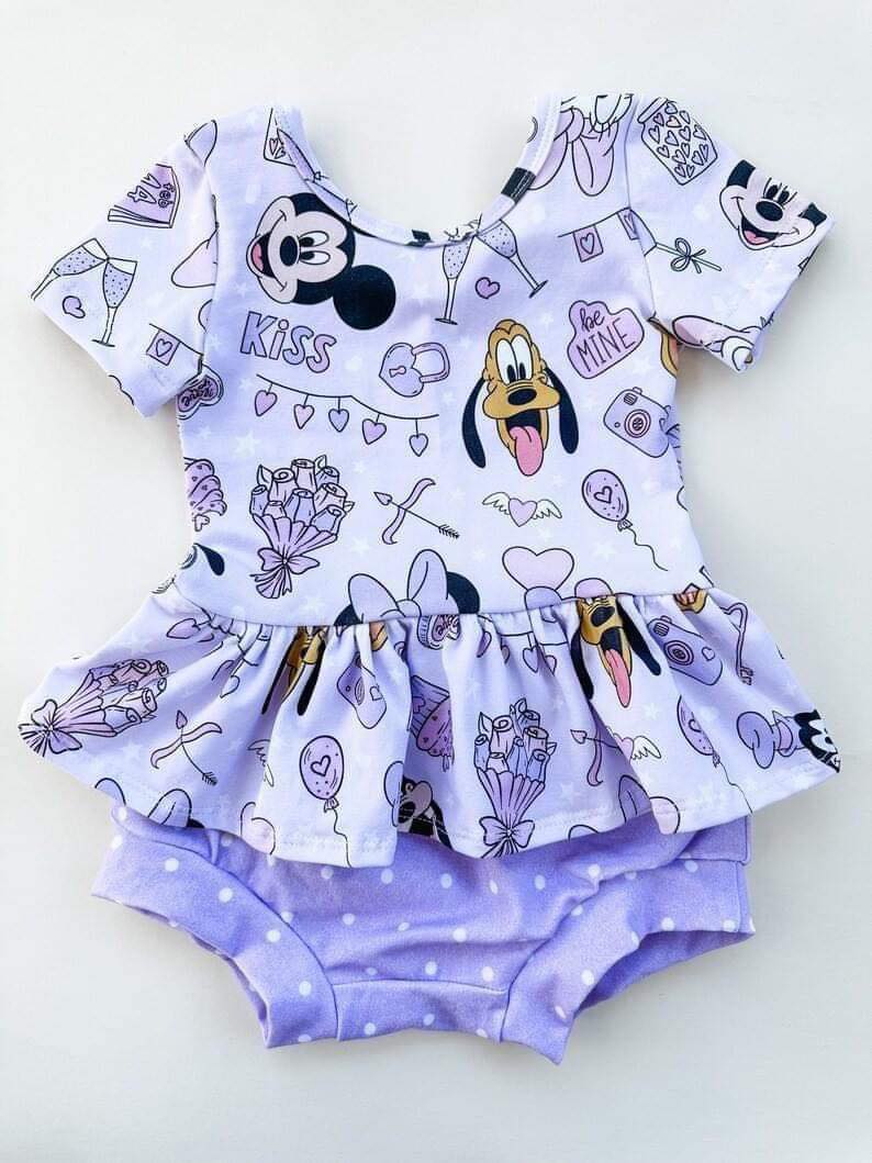 (Custom Design Preorder MOQ 5) Cartoon Animals Top Dots Shorts Baby Girls Summer Bummie Sets