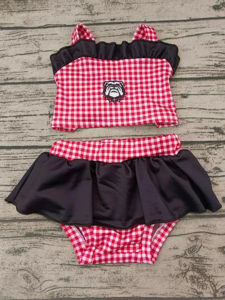 (Custom Design Preorder MOQ 5)  Team's Dog Print Girls 2 Pieces Swimsuits