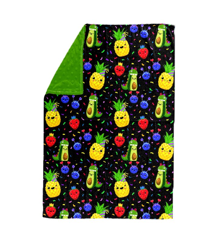 (Custom Design Preorder MOQ 5)  Fruits Print Baby Blanket