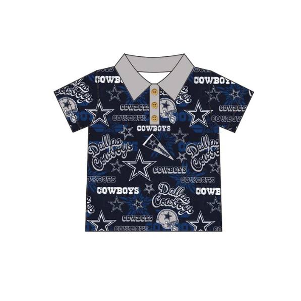 (Custom Design Preorder MOQ 5) Team's Cowboy Print Boys Summer Polo Tee Shirts Top