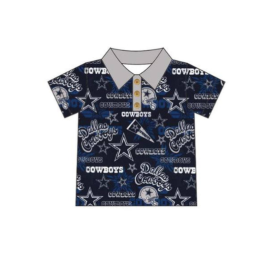 (Custom Design Preorder MOQ 5) Team's Cowboy Print Boys Summer Polo Tee Shirts Top