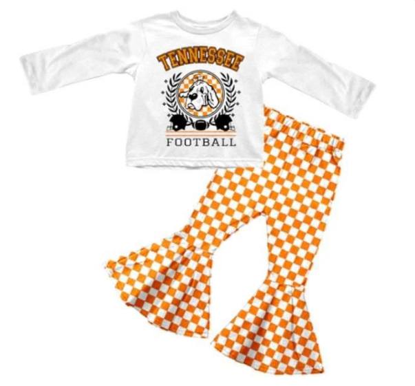 (Custom Design Preorder MOQ 5)  Team's Tennessee Print Girls Clothes Set