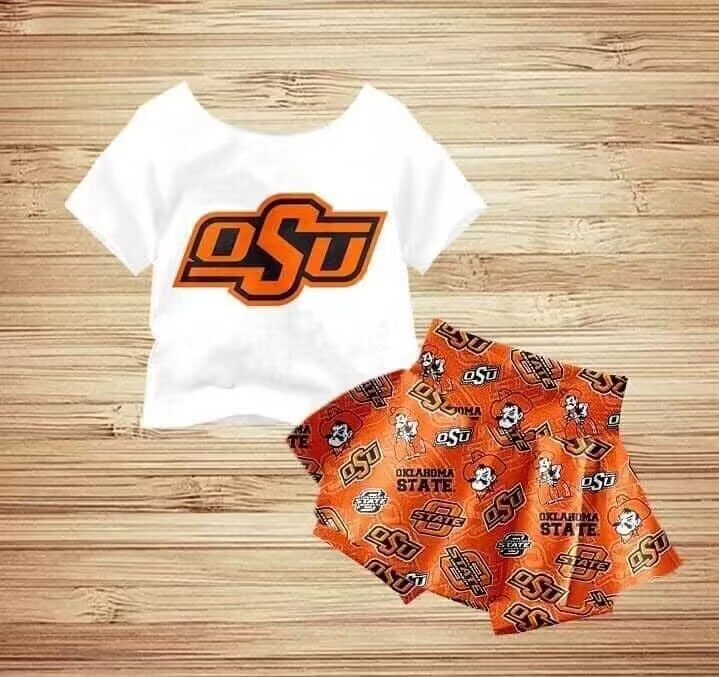 (Custom Design Preorder MOQ 5) Team's OSU Print Boys Summer Clothes Set