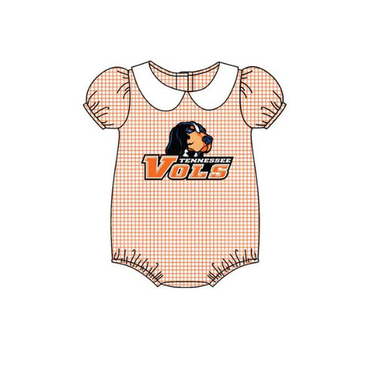 (Custom Design Preorder MOQ 5)  Team's Tennessee Print Baby Girls Summer Romper