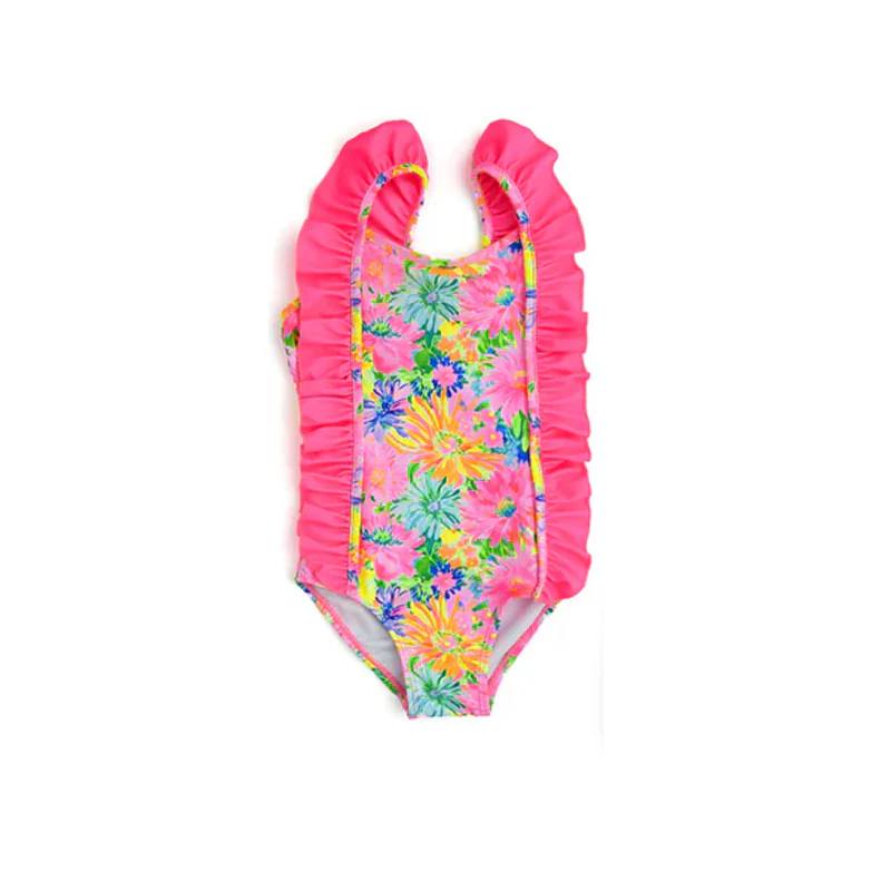 (Custom Design Preorder MOQ 5) Flowers Print Girls Swimsuits