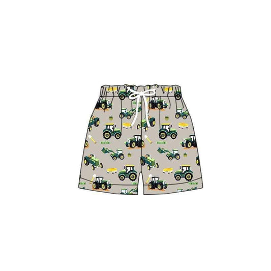 (Custom Design Preorder MOQ 5)  Tractor Print Boys Summer Shorts