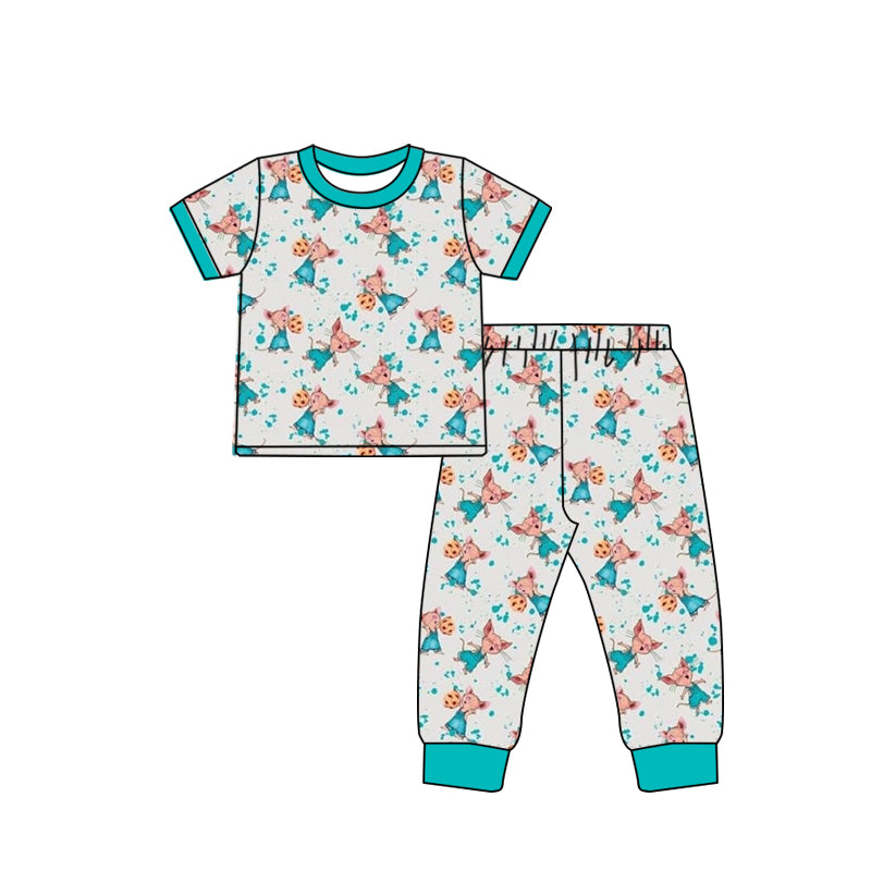 (Custom Design Preorder MOQ 5) Cartoon Mouse Print Boys Pajamas Clothes Set