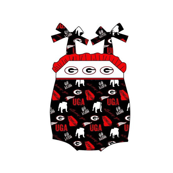 (Custom Design Preorder MOQ 5)  Team's G Print Baby Girls Summer Romper